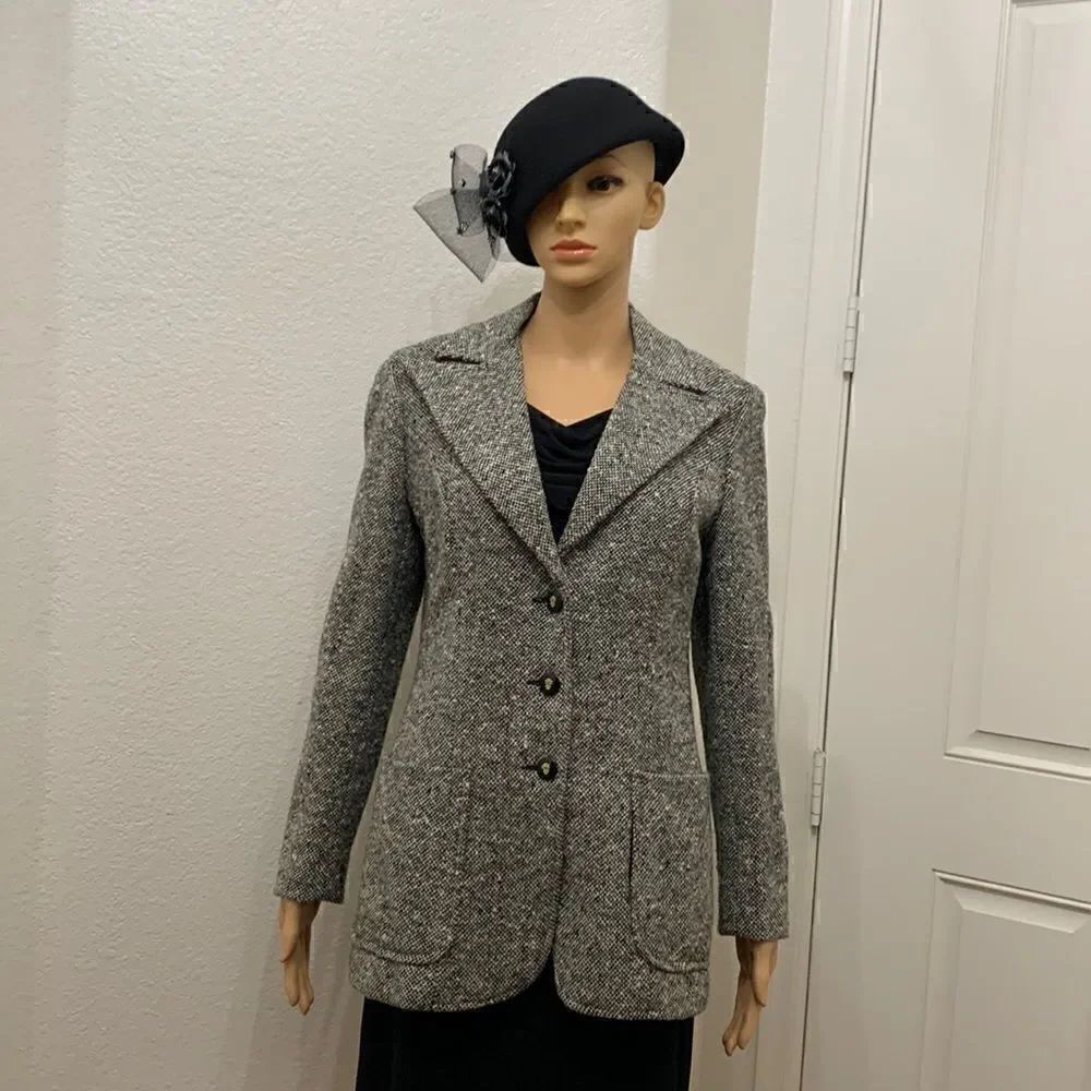 Prestige Boston Size 10 Union Made USA Black White Tweed Woman’s Jacket Pockets